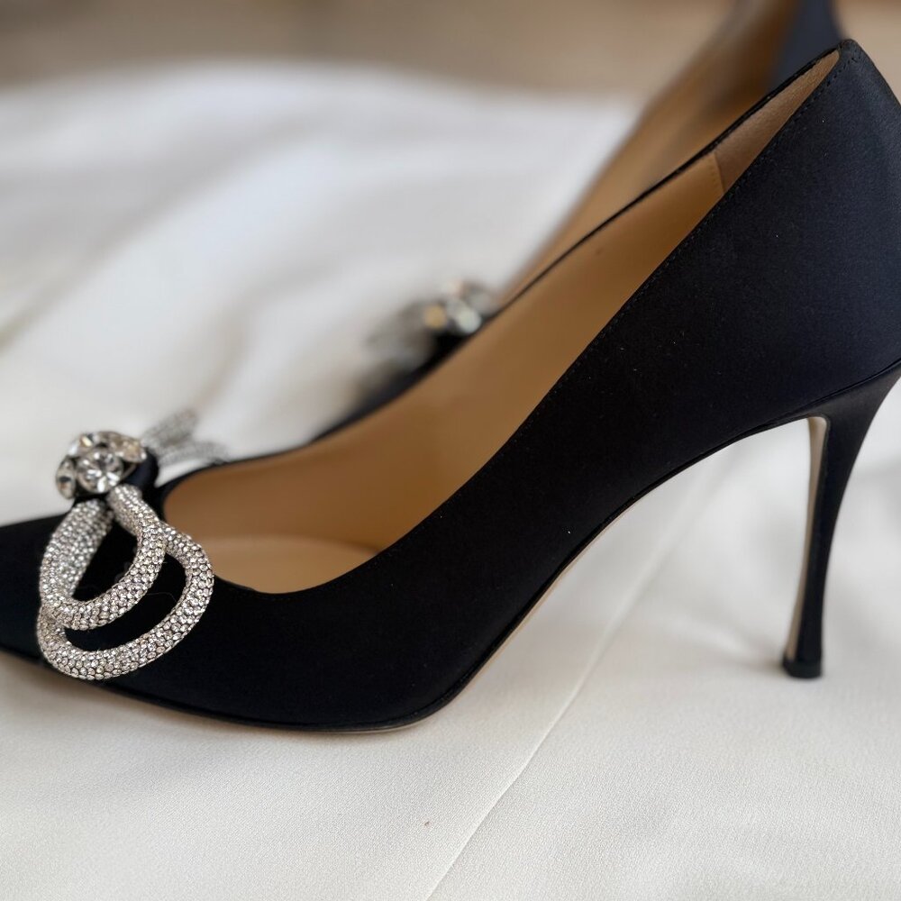 MACH & MACH Double Bow 95mm satin pumps